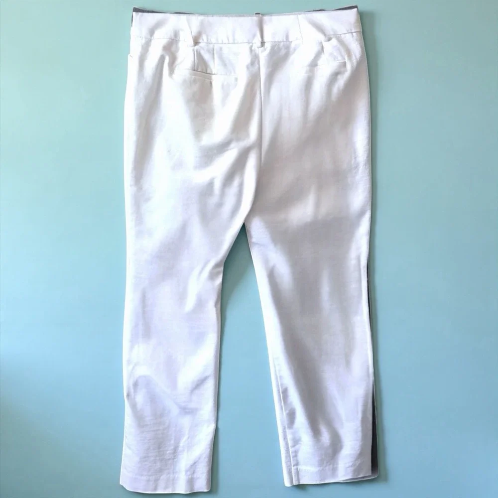 Ann Taylor Factory Petite Curvy 10P White Cotton Blend Ankle Pants High Waist